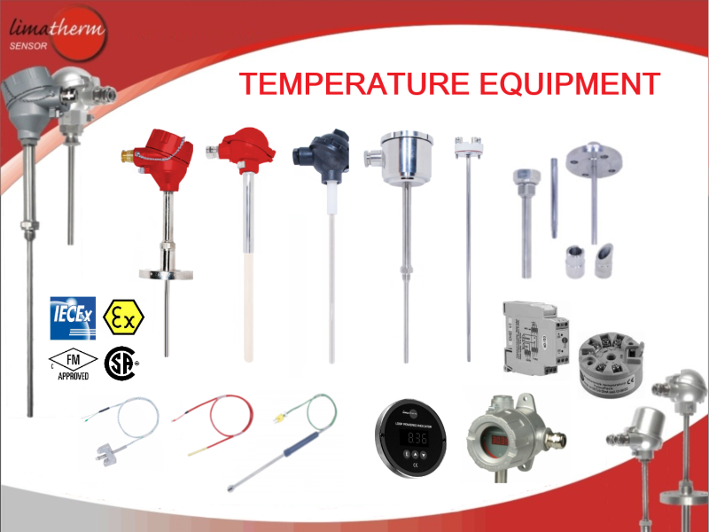 Limatherm Temperature Sensors RTD, Thermocouple, Headsensors, Cable Sensors, Surface Temperature, intrinsically safe, flameproof, Ex proof