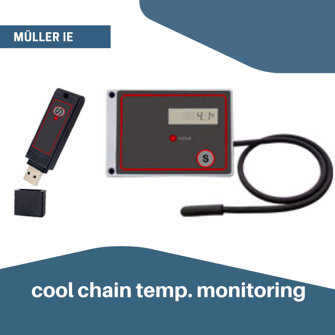 Mueller Industrie Elektronik portable temperature monitoring logging for cool chainm transport boxes, refrigerators DL-TagTemp